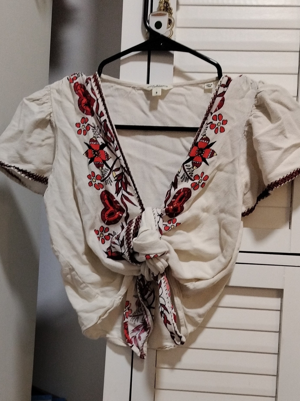 Ivory Red Boho Crop Top